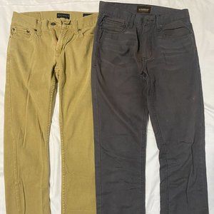 2 Pair Men's Size (Small - 29) Pants: 1 Tan (Bullhead) 1 Gray (no boundaries)
